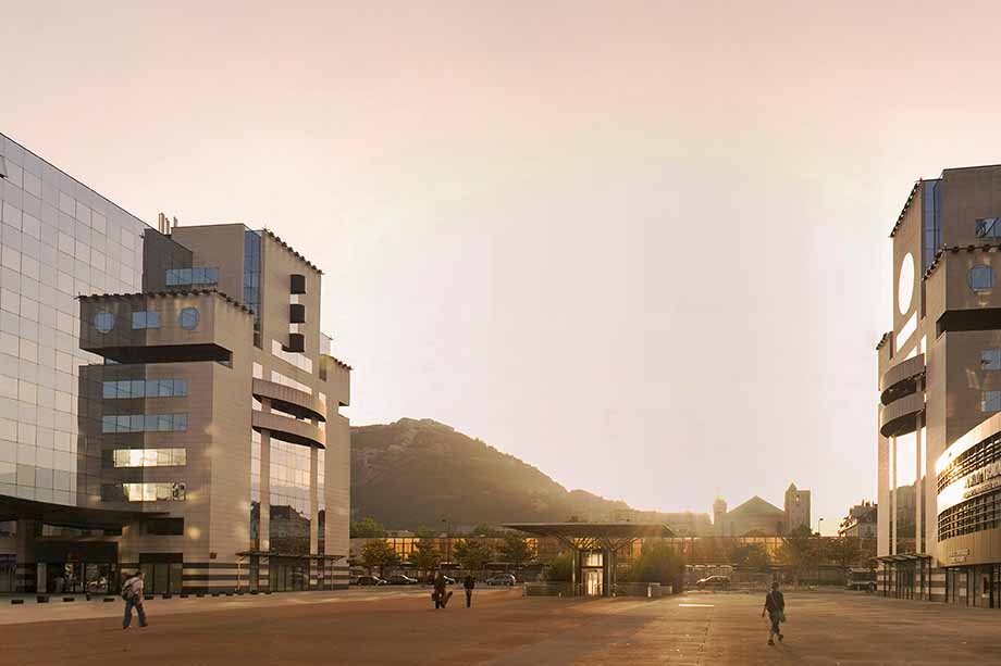 Grenoble avec couché de soleil